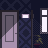 Redolence Pixelart: A door in a moody blue motel corridor.