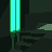 twisted_gravitea_ Pixelart: A geometric room with staircases flooded in green light.